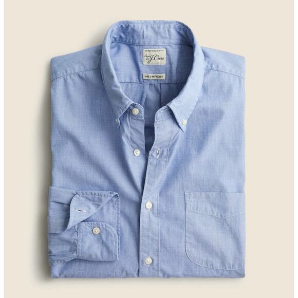 NWOT J.Crew Slim Secret Wash Poplin Shirt In Waterfall Size Large - Picture 1 of 6